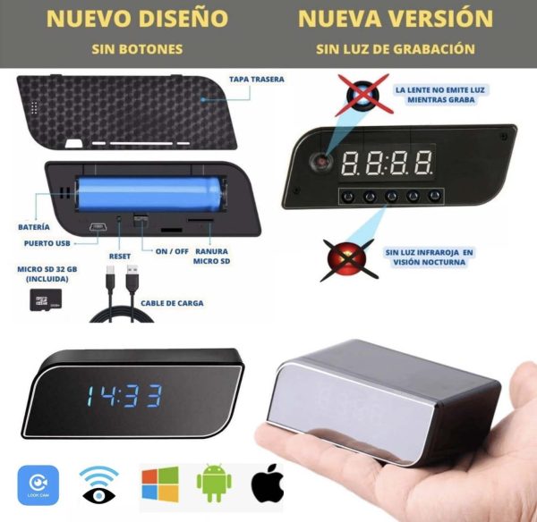 despertador cámara espía